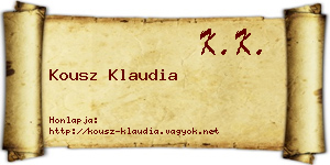 Kousz Klaudia névjegykártya